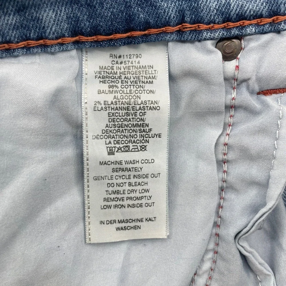 True Religion Ricky Jeans Mens 36 Blue Relaxed Straight Contrast Red Stitching